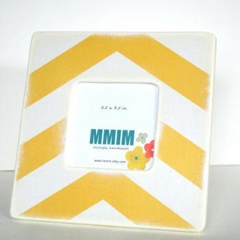 Large Yellow Chevron Picture Frame