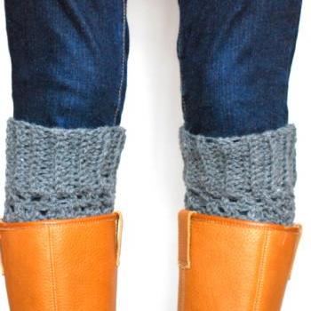 Charcoal Heather Boot Cuffs - Crochet - Boot toppers