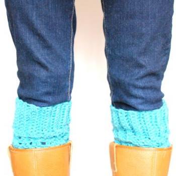Crochet Boot Cuffs - Boot Toppers - Dark Teal 